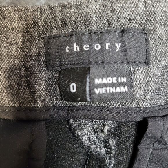 Theory Women's Viscose Stretch Cropped Dress Pants Size 0 Heathered Gray - Picture 9 of 10